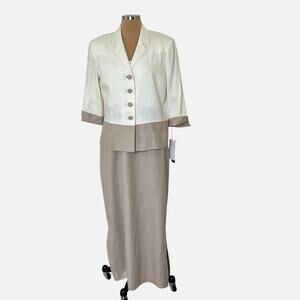 Jessica Howard Maxi Jacket Dress Size 12 Linen Blend Beige Timeless Classic Vtg